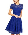 ZANZEA Women's Sexy Casual Summer Lace Round Neck Short Sleeve Princess Dress Party Ball Gown Blue US 12