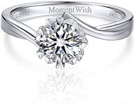 MomentWish Engagement Rings, 1Carat Moissanite Rings for Women, D Color VVS1 Moissanite Promise Ring 925 Sterling Silver Solitaire Ring-Size5