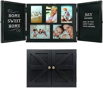 Excello Global Products Barndoor Wood Collage Picture Frame with 2 Magnetic Chalkboard Doors: Decor for Kitchen, Living Room, Bedroom, Office - Black