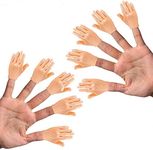 Tiny Hands (High Five) 6 Pack- Flat Hand Style Mini Hand Puppet - 3 Left & 3 Right Hands + Holding Sticks