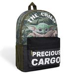 Disney The Mandalorian School Bag Baby Yoda Kids Backpack for School Travel Sports Zipped Pocket Star Wars Gifts (Green Camo)