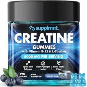 Supplmnt. Creatine Gummies 5000mg Lab-Tested 120ct Max Strength Muscle Growth/Recovery Supplements for Men & Women Creatine Monohydrate B12 & L-Taurine Vegan Gym Pre Workout Gummies, Blueberry