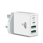 USB C Plug, Aioneus 40W 4-Port USB C Fast Charger Plug Dual Port PD Power Adapter + QC Wall Charger, Multi USB Plug UK Type C Charging Plug for iPhone 14 Pro Max 13 12 11 SE2020 XS XR 8, Samsung, iPad