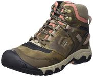 KEEN Women's Ridge Flex Mid Waterproof Hiking Boot, Timberwolf Brick Dust, 5 UK