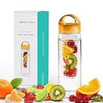 Savvy Infusion Water Bottles - Fruit Infuser Bottle with Leak Proof Silicone Sealed Cap and Tritan Shatter Proof Plastic for Outdoor Activities - Dishwasher Safe - Gift for Women - 24 oz Peach