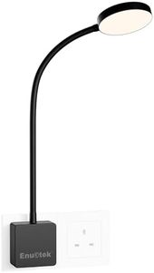 ENUOTEK Plug in LED Wall Light, 4W 350Lm Dimmable LED Swing Arm Black Wall Lamp, Plug and Play Bedside Reading Light with Touch Switch and Outlet Power Plug, Neutral White 4000K for Bedroom Lighting