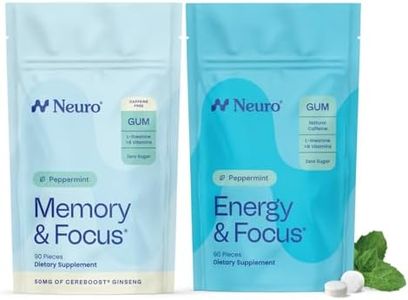 Neuro Focus Set – 90 Count Each (Peppermint) – Sugar Free Nootropic Chewing Gums with Natural Caffeine, L-Theanine, B-Vitamins & Ginseng for Energy, Alertness & Clarity