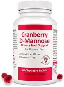 Cranberry D-Mannose Urinary Tract Supplement for Dogs & Cats – Bladder & UTI Health Support – Cranberry Extract, D-Mannose & Vitamin C–Promotes Urinary Wellness & Kidney Function – 60 Chewable Tablets