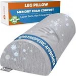 Knee Pillow for Back Sleeping - Cooling Cover - Memory Foam Bolster Pillow for Legs and for Back Pain - Under Knee Pillow for Sleeping on Back - Half Moon Pillow - Roll Knee Support Pillows for Bed