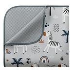 Baby Splat Mat for Under High Chair, 51 x 51 Inch Splash Mat, Waterproof and Washable Spill Mat, Anti-Slip Floor Protector, Gray Zebra