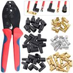 Glarks 25Pcs Ratchet Spark Plug Wire Crimper and 180 Degree/90 Degree/Straight Spark Plug Coil Terminals Boots Set for Crimping and Stripping Spark Plug Ignition Wire