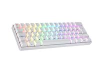 Ranked N60 Nova 60% | Hot Swappable Mechanical Gaming Keyboard | 62 Keys Multi Color RGB LED Backlit for PC/Mac Gamer | ISO DE QWERTZ German Layout (White, Gateron Pro Brown)