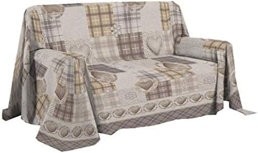 PENSIERI DELICATI Funda de Sofá 180 x 290 cm Made in Italy, Cubierta Cubre Sofà 100% Puro algodón, Fantasía Montaña Beige, Ideal como Toalla, Cubierta de Sofá o Colcha de Verano (1 Plaza)