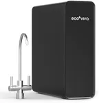 Ecoviva Under Sink Reverse Osmosis Water Filter, 8 Stage Tankless Reverse Osmosis System Reduce PFAS, RO & Filtered Water Options, 600GPD 2.5:1 Pure to Drain RO System, Filter Life Monitor Black