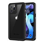 Lanhiem Case for iPhone 12 Pro (6.1 inch 2020), IP68 Waterproof Dustproof Shockproof with Built in Screen Protector, Full Body Protective Front and Back Cover for iPhone 12 Pro (Black)