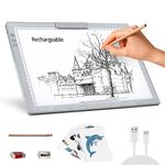 A4 Light Box, Rechargeable LED Light Pad with 6 Level Adjustable Brightness, Tracing Light Box Pad for Artists Drawing Sketching Animation,Tracing, Calligraphy,Wireless Battery Powered Light Pad(GRAY)