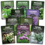 10 Herb Seeds Collection - Variety Pack to Grow Basil, Chives, Cilantro, Dill, Lavender, Marjoram, Oregano, Parsley, Sage & Thyme Herb Plants - Non-GMO Heirloom Seed Varieties - Survival Garden Seeds