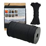 PSKOOK 550 Paracord 100m，31m，15m Rope 9+1 Strand with Fishing Line Traction Rescue Rope Tent Rope for Outdoor Hikes Camping DIY Necklace Bracelet Craft Making（31m，Black）