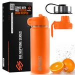 SQUATZ 40 Oz Neptune Series Steel Water Bottle, Stainless Double Wall Vacuum Insulated Flask with Handle Strap, Durable and Elegant Leak Proof Wide Mouth Thermos for Gym, Travel, Hiking, and Camping