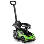 Maxmass 3-in-1 Kids Ride on Push Car, Licensed Lamborghini Foot to Floor Slider with Removable Push Bar & Guardrail, Underneath Storage, Horn Sound, Toddlers Push Walking Car for 12-36 Months (Green)