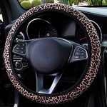 Universal Neoprene Steering Wheel Cover, Silence Shopping Cute Soft Steering Wheel Covers,Printed Neoprene Steering Wheel Cover for Women and Girls Automotive Interior Accessories (Leopard)