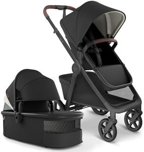 Mompush Ultimate 3 Full Size Baby Stroller with Bassinet from Newborn to 50 lbs - All-Terrain Large Wheels with Full Suspension, Reversible & Extendable Seat for Growing Kids, One-Second Compact Fold