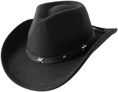 Lanzom Kids Girls Boys Cowboy Cowgirl Hat with Buckle Belt Toddlers Felt Western Hat (Black, 4-9 Years)