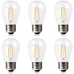 BRIMAX S14 LED Light Bulbs, 2 Watt Warm White 2700K, Shatterproof, AC220-240V, E27 Screw Base Outdoor Lamp, 20W Incandescent Equivalent, Non-Dimmable, 6 Pack