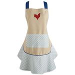 DII CAMZ35784 Cotton Women Kitchen Apron with Pocket and Extra Long Ties, 28.5 x 26", Cute Ruffle Apron for Cooking, Baking, Perfect Mother's Day, Hostee and Housewarming Gift-Red Rooster