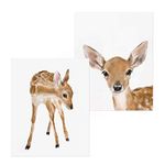 Triple Studio Baby Fawn Art Prints, Set Of 2, Boho Nursery Room Wall Decor, Adorable Woodland Deer Animal, Cute Girl Bedroom, UNFRAMED, Signed by Artist (8x10 Inches)