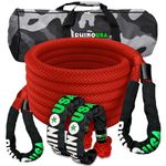 Rhino USA Kinetic Tow Rope 13,000kg (2.2cm x 9m) - Heavy Duty Offroad 4x4 Snatch Strap Recovery Kit - Includes 2 Soft Shackles for UTV, ATV, Truck, Car, Jeep, Tractor, Emergency Car Kit - Red