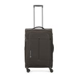 Carlton Synthetic Unisex Zip Closure Soft Spinner 4 Wheels Trolley (Brown_70)