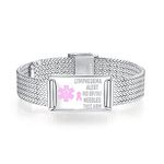 mnmoom Medical Alert Bracelets for Men & Women Free Custom Engraved Medical ID Bracelet Adjustable Stainless Steel Mesh Medical Bracelets, Metal, no gemstone,