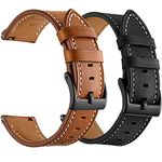 Olytop Galaxy Watch 5 Pro Bands/ Watch 4/5 Bands 44mm 40mm, Galaxy Watch 4 Band Classic 42mm, 20mm Leather Wristband Replacement Strap Women Men for Samsung Watch 4/5/5 Pro/Active 2 - 2 Pack