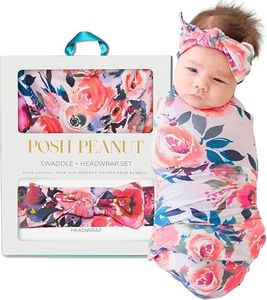 Posh Peanut Baby Swaddle Blanket, Soft Päpook Viscose from Bamboo Swaddles Wrap & Headband Set, Anti Stink Lightweight Breathable Infant Receiving Swaddling Blankets, Girl Newborn Shower Gift