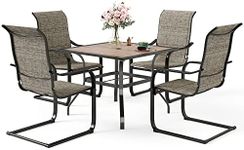SUNSHINE VALLEY 5 Piece Patio Dining Sets for 4, Metal Outdoor Table and Chairs Set with Wood-Like Patio Dining Table(1.57" Hole) and 4 Textilene Patio Dining Chairs, Outdoor Dining Sets for Backyard