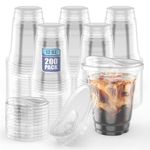 200 Set Plastic Cups with Strawless Lids, 12 OZ Disposable Clear Plastic Cups and Sippy Coffee Cups with Lid to Go Cups for Iced Coffee, Smoothie, Milkshake, and Cold Drinks