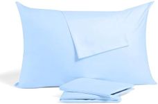 Toddler Mini Pillow case 14 x 20 Zipper Set of 2 Small Pillow Cases for Travel Pillows 500 Thread Count 100% Soft Egyptian Cotton Decorative Travel Pillow Cover 14x20 Inch, Light Blue