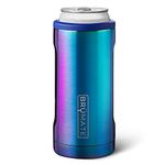 BrüMate Hopsulator Slim Can Cooler Insulated for 12oz Slim Cans | Skinny Can Insulated Stainless Steel Drink Holder for Hard Seltzer, Beer, Soda, and Energy Drinks (Rainbow Titanium)