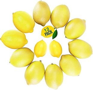 Fake Artificial Fruit Lemons Set of 12, Artificial Faux Fruits Big Size Vivid Faux Yellow Lemon Plastic Fake Yellow Lemon for Fake Fruit Bowl, Home Kitchen Table Cabinet Party Decor Photography Prop