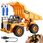 JOYIN Remote Control Dump Truck Toys, 2.4Ghz RC Tractor Toy with Light, Construction Vehicles Toys Car for Boys 3 4 5 6 7 8-12 Year Old, Birthday Gift for Kids Age 3 4 5 6+