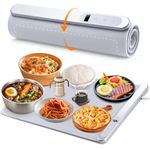 Yisun Upgrade Graphene Electric Warming Tray, Faster Heating Warming Mat for Food, Rollable & Portable Silicone Food Warmer Mat with 6 Temperature Settings, Ideal for Parties and Daily Use (Grey)