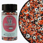 Confect Mix Orange, White & Black Disco Balls & Jimmies | Candy Eyes Sprinkles | Halloween Sprinkles | Mischievous Masquerade Sprinkles - 100 Gms