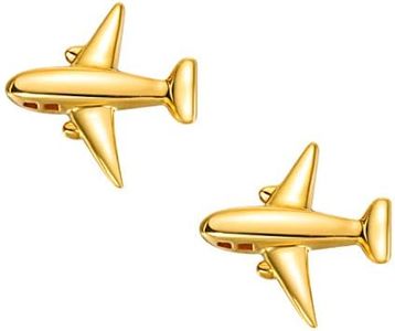 Carleen 18k Solid Yellow Gold Airplane Stud Earrings Dainty Tiny Statement Airplane Earrings Pilot Dreamer Jewelry Stud Earrings For Women