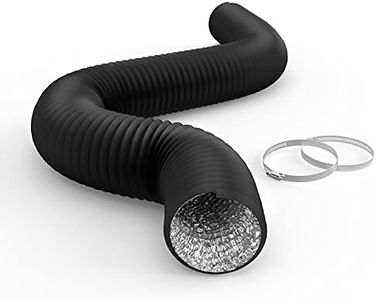 iPower Flexible 4 Inch 8 Feet Aluminum Ducting 4 Layer Protection Dryer Vent Hose for HVAC Heating Cooling Ventilation and Exhaust, 2 Clamps Included, Black