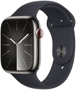 Apple Watch Series 9 [GPS + Cellular 45-mm] Smartwatch with Stainless Steel Case with Graphite Sport Band S/M