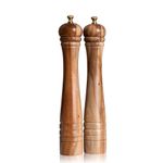 DeroTeno Salt and Pepper Mill Set, Pepper Grinder with Adjustable Ceramic Grinder, Salt Grinder with Stainless Steel Grinder, Acacia Wood, Height 30 cm / 12 inch