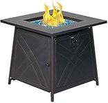 Bali Outdoors Gas Fire Pit Table, 28 inch 50,000 BTU Square Outdoor Propane Fire Pit Table with Lid and Blue Fire Glass