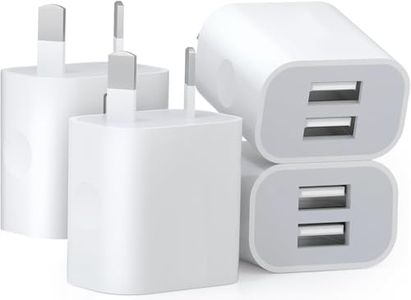 HEYMIX Dual USB Wall Charger, 4-Pack USB Power Adapter Plug, Double USB Wall Plug Adapter, 2-Port USB AU Plug 5V/2.1A Charger SAA Certified Compatible with iPhone, iPad, Samsung, Pixel, Galaxy, HTC