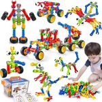 Kids Stem Building Toys for Kids Ages 4-8 Stem Toys for 4 5 6 7 8+ Year Old Boys Gifts, 125 Pcs Preschool Building Blocks STEM Kit for Kids Ages 5-7 6-8 Engineering Construction Creative Games